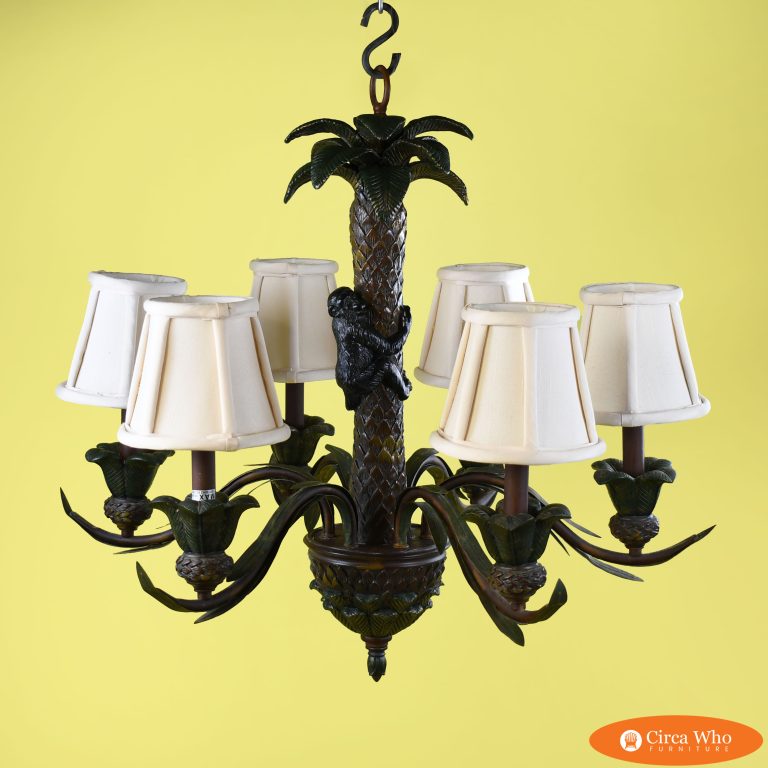 Vintage Palm Tree With Monkey Chandelier