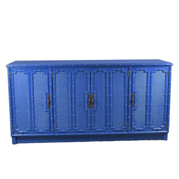 Vintage Patriot Blue Faux Bamboo Drexel Buffet