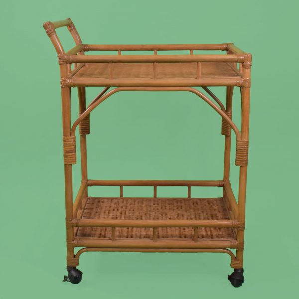 Vintage Rattan 2 Tier Bar Cart