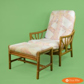 Vintage Rattan Chair and Ottoman by McGuire