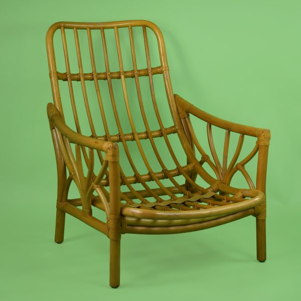 Vintage Rattan Chair and Ottoman by McGuire