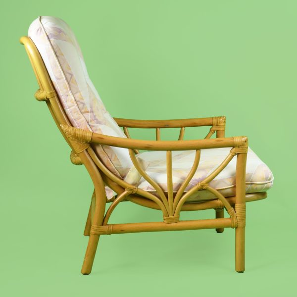 Vintage Rattan Chair and Ottoman by McGuire