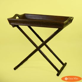 Vintage Rattan Tray with Stand