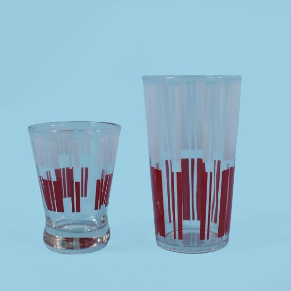 Vintage Red and White Bar Set