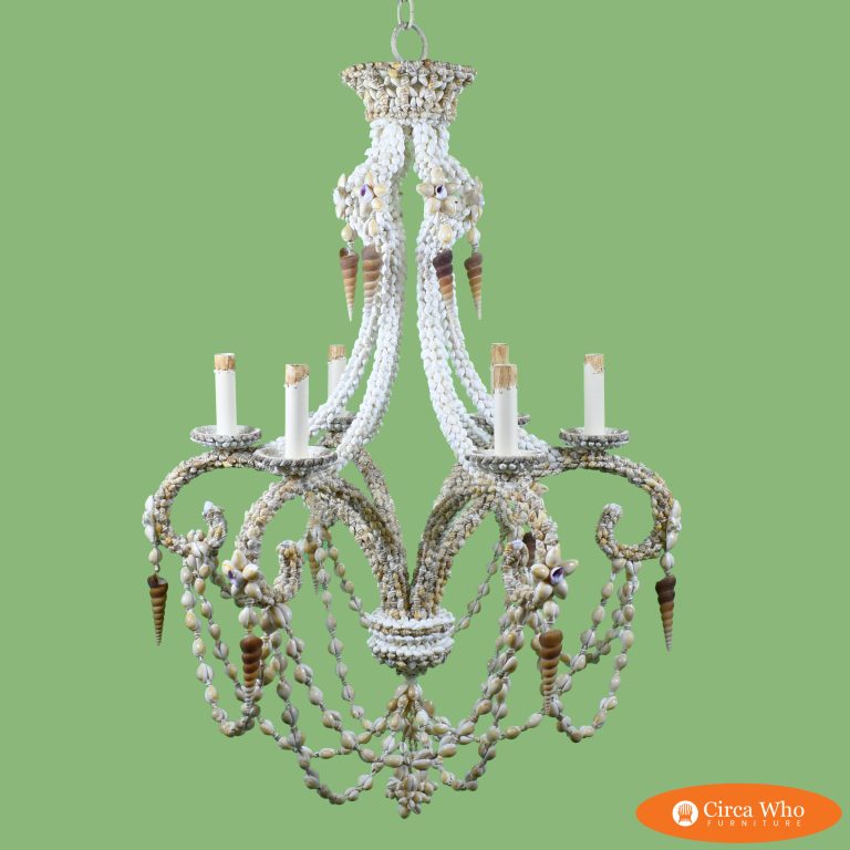Vintage Shell Seashell Coastal Palm Chandelier