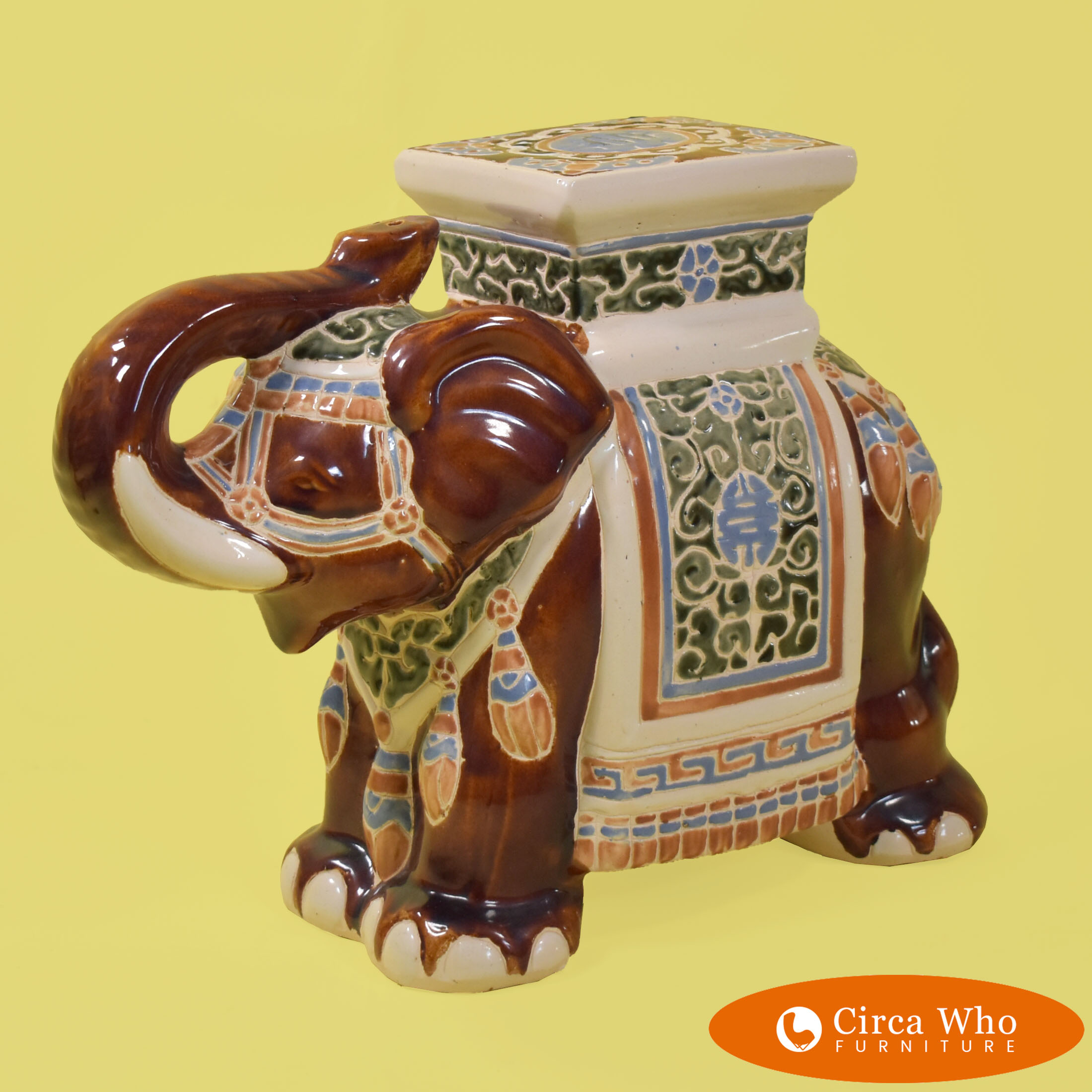 Vintage Small Ceramic Brown Elephant