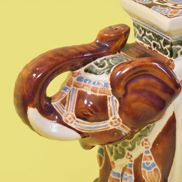 Vintage Small Ceramic Brown Elephant