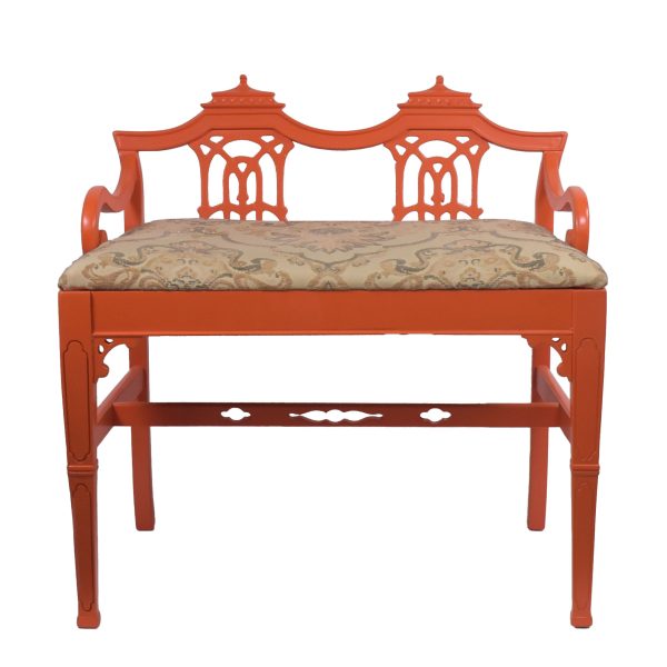 Vintage Small Orange Pagoda Bench