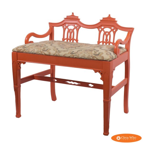 Vintage Small Orange Pagoda Bench