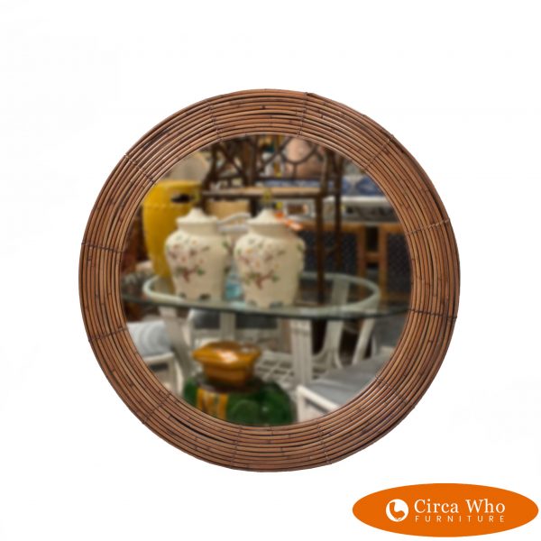 Vintage Split Rattan Round Mirror