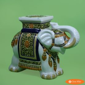 Vintage White Ceramic Elephant