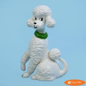 Vintage White Ceramic Poodle