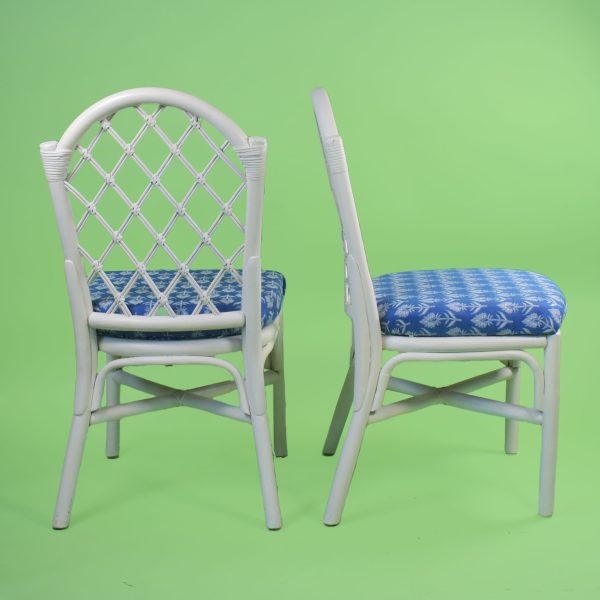 Vintage White Rattan Game Table Set