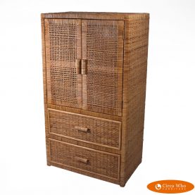 Vintage Woven Rattan Cabinet