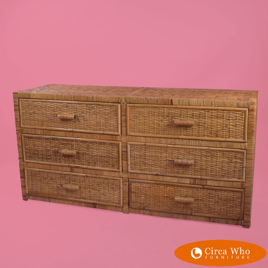 Vintage Woven Rattan Dresser Circa Who