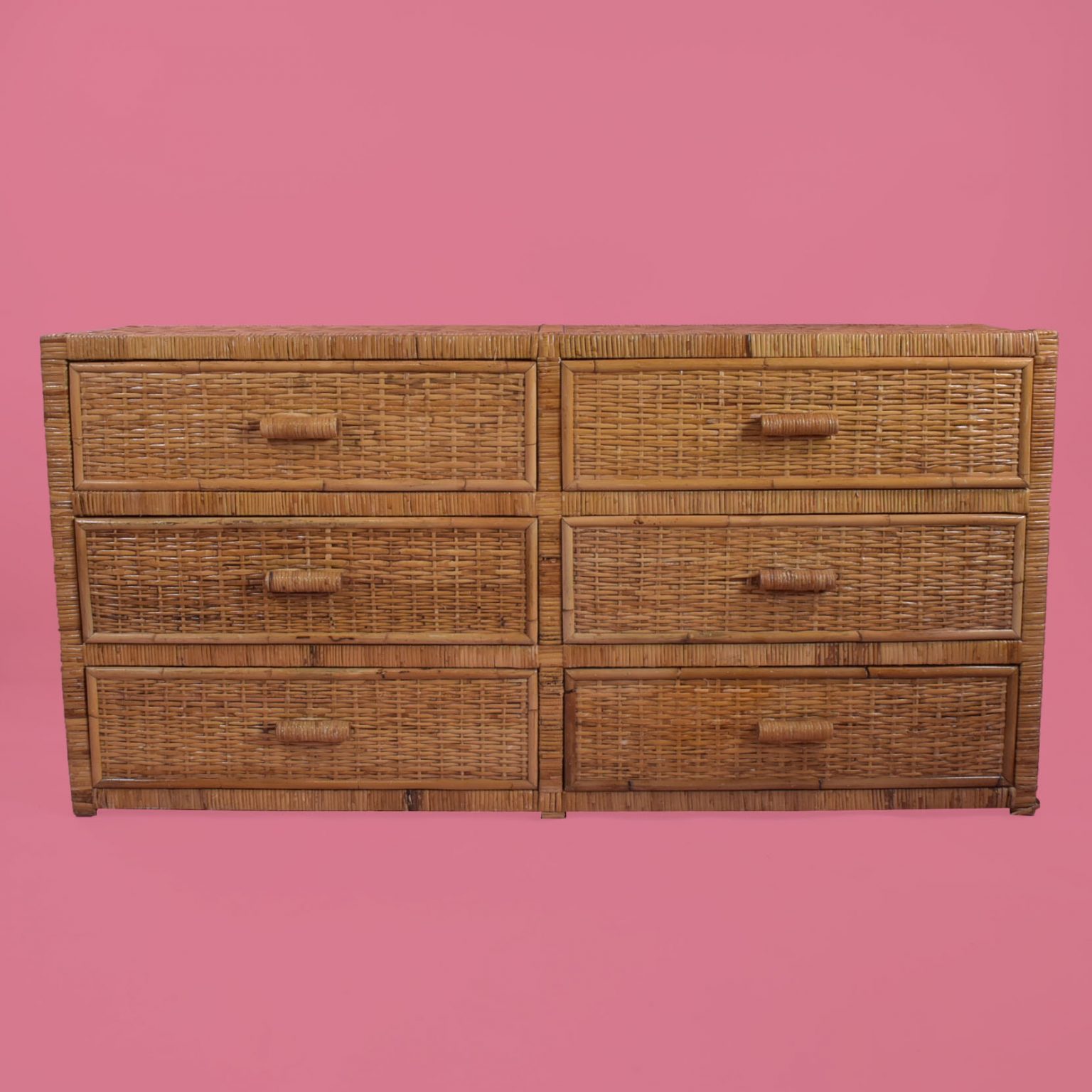 Vintage Woven Rattan Dresser Circa Who