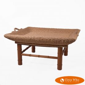 Vintage Woven Seagrass Tray Coffee Table