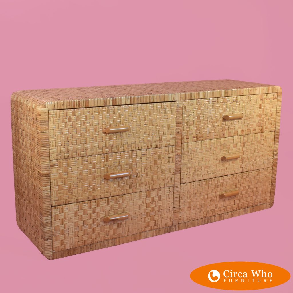 Vintage Wrapped Rattan Dresser Circa Who