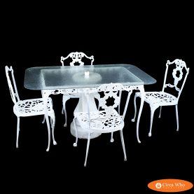 Vintage Wrought Iron White Dining Set