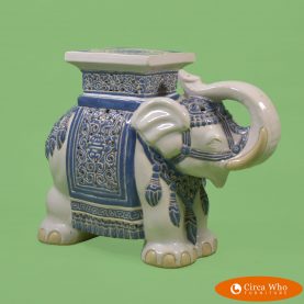 WHITE BLUE ELEPHANT GARDEN SEAT