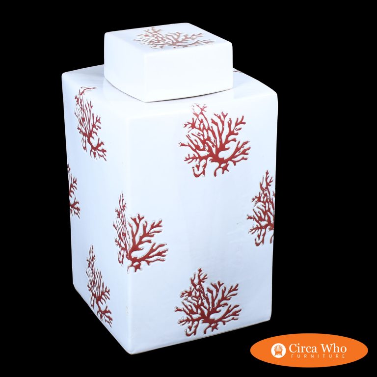 White Ceramic Coral Vase with Lid