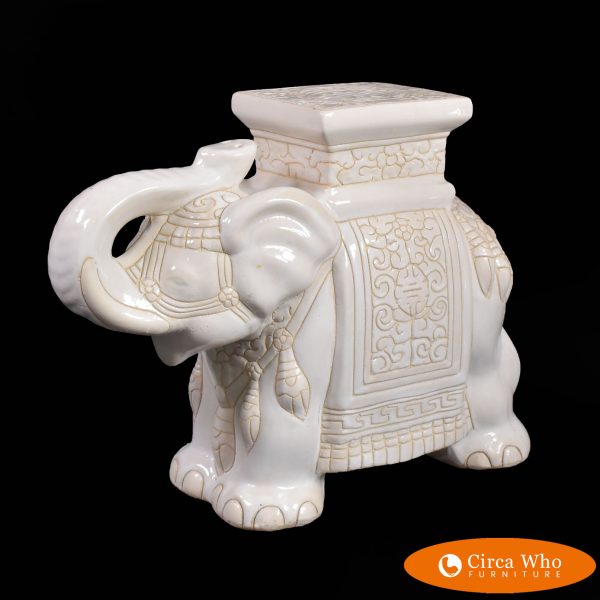 White Ceramic Elephant Stool