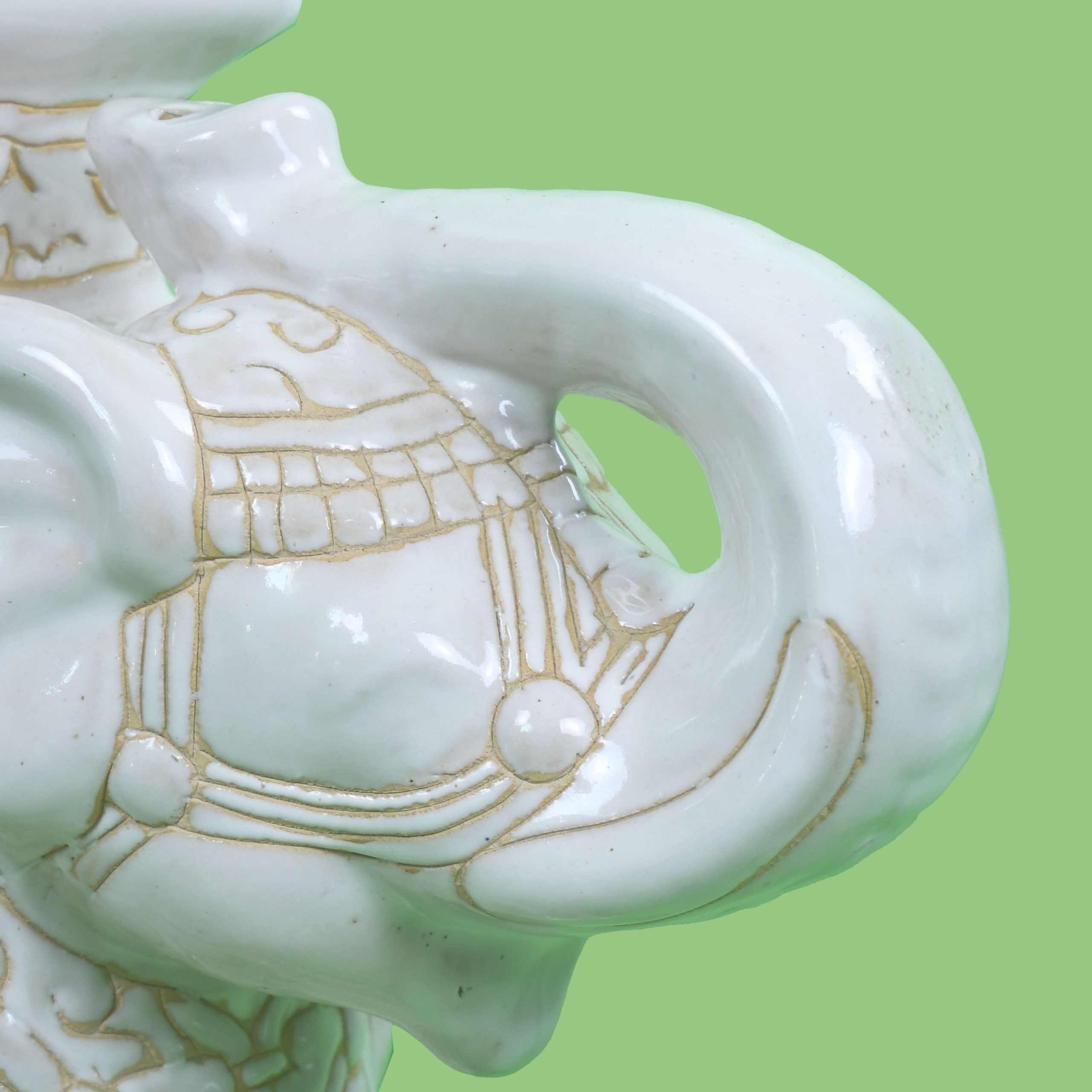 White Ceramic Elephant on Pedestal Garden Seat