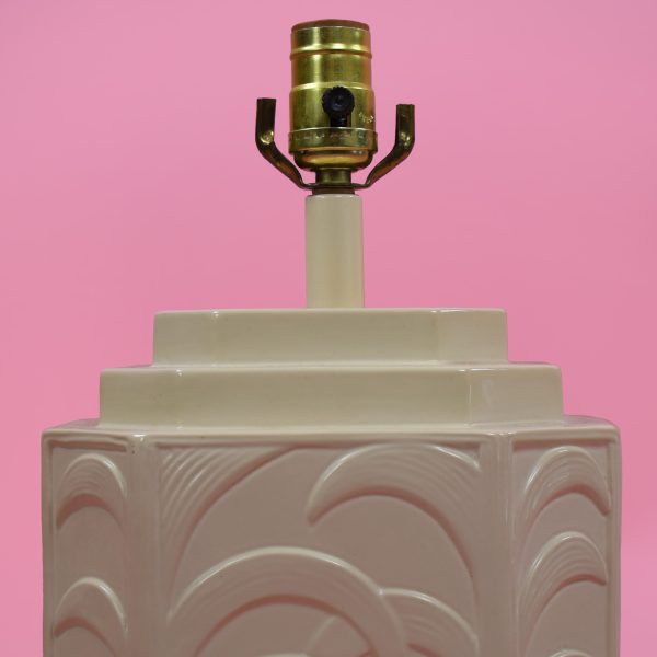 White Ceramic Palm Tree Table Lamp in the Manner of Serge Roche