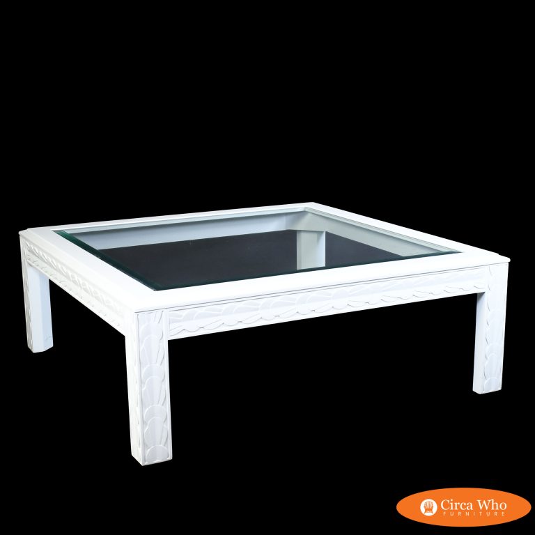 White Coastal Carved Coffee Table