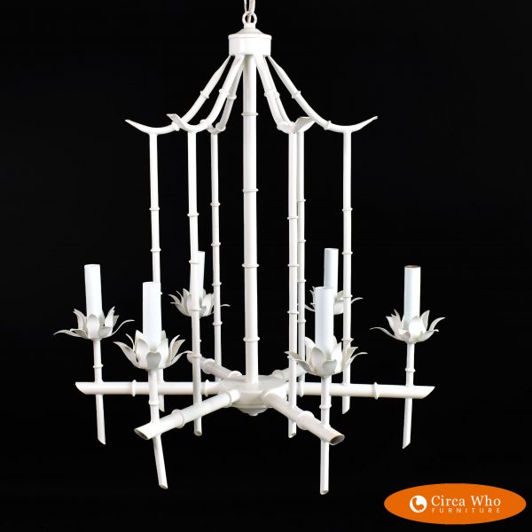 White Faux Bamboo Chandelier