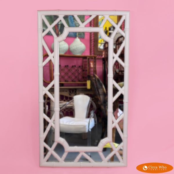 White Faux Bamboo Chippendale Mirror