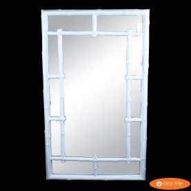 White Faux Bamboo Fretwork Mirror