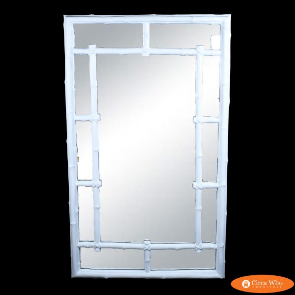 White Faux Bamboo Fretwork Mirror