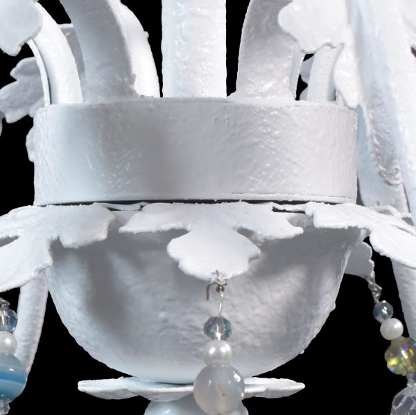 White Leaves Jeweled Chandelier