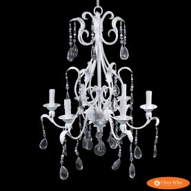 White Leaves Jeweled Chandelier