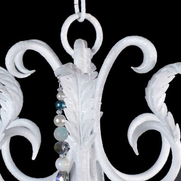 White Leaves Jeweled Chandelier