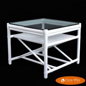 White McGuire Cane Coffee Table
