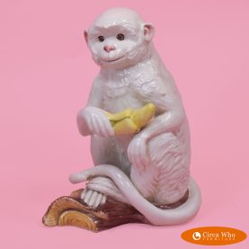 White Monkey Figure with Bananas