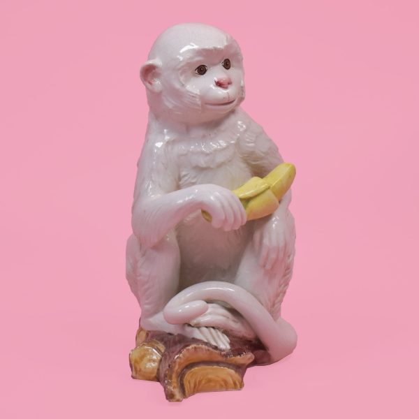White Monkey Figure with Bananas