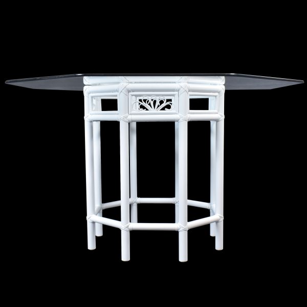 White Octagon Rattan Dining Table