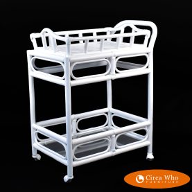 White Rattan Bar Cart With Tray