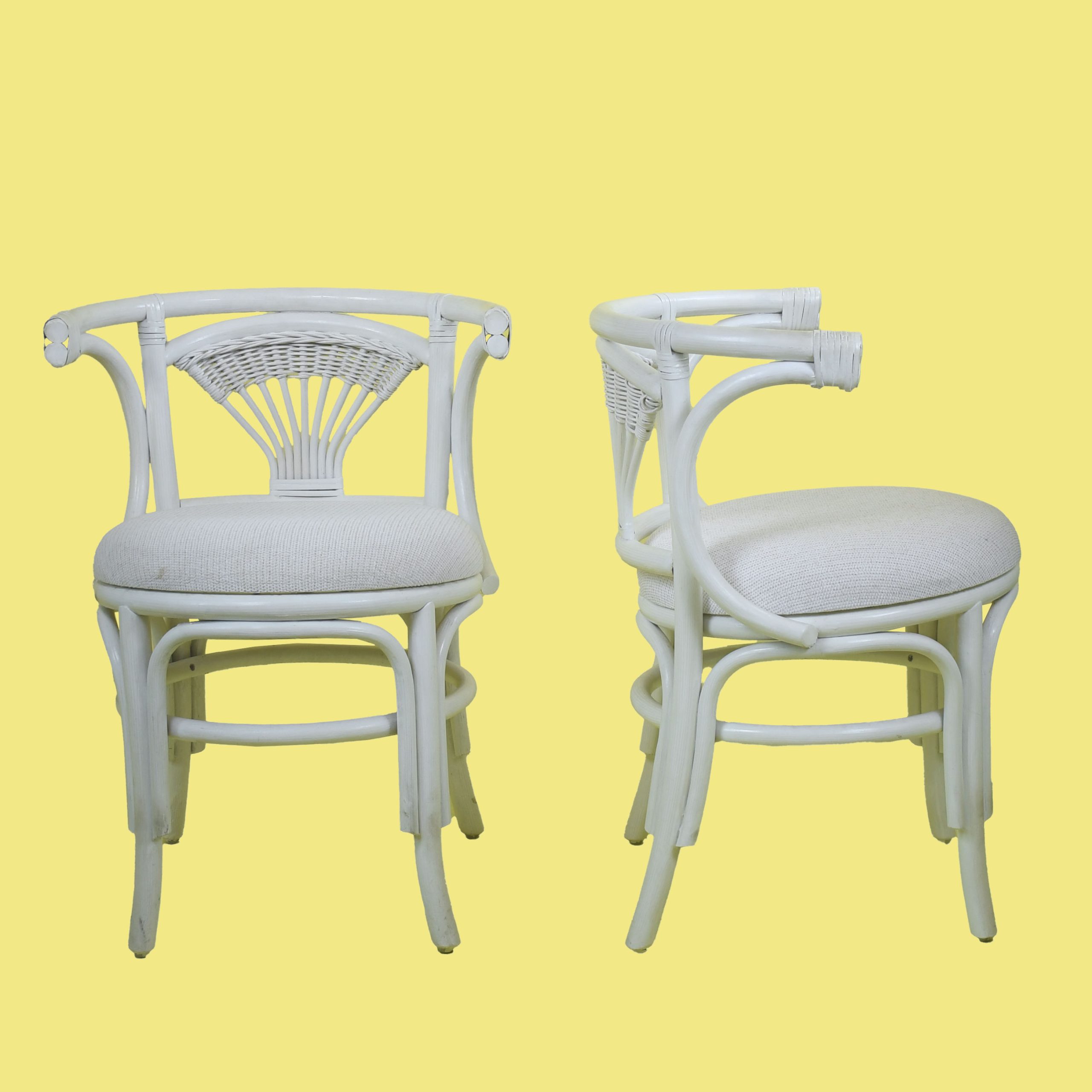 White Rattan Bistro Set