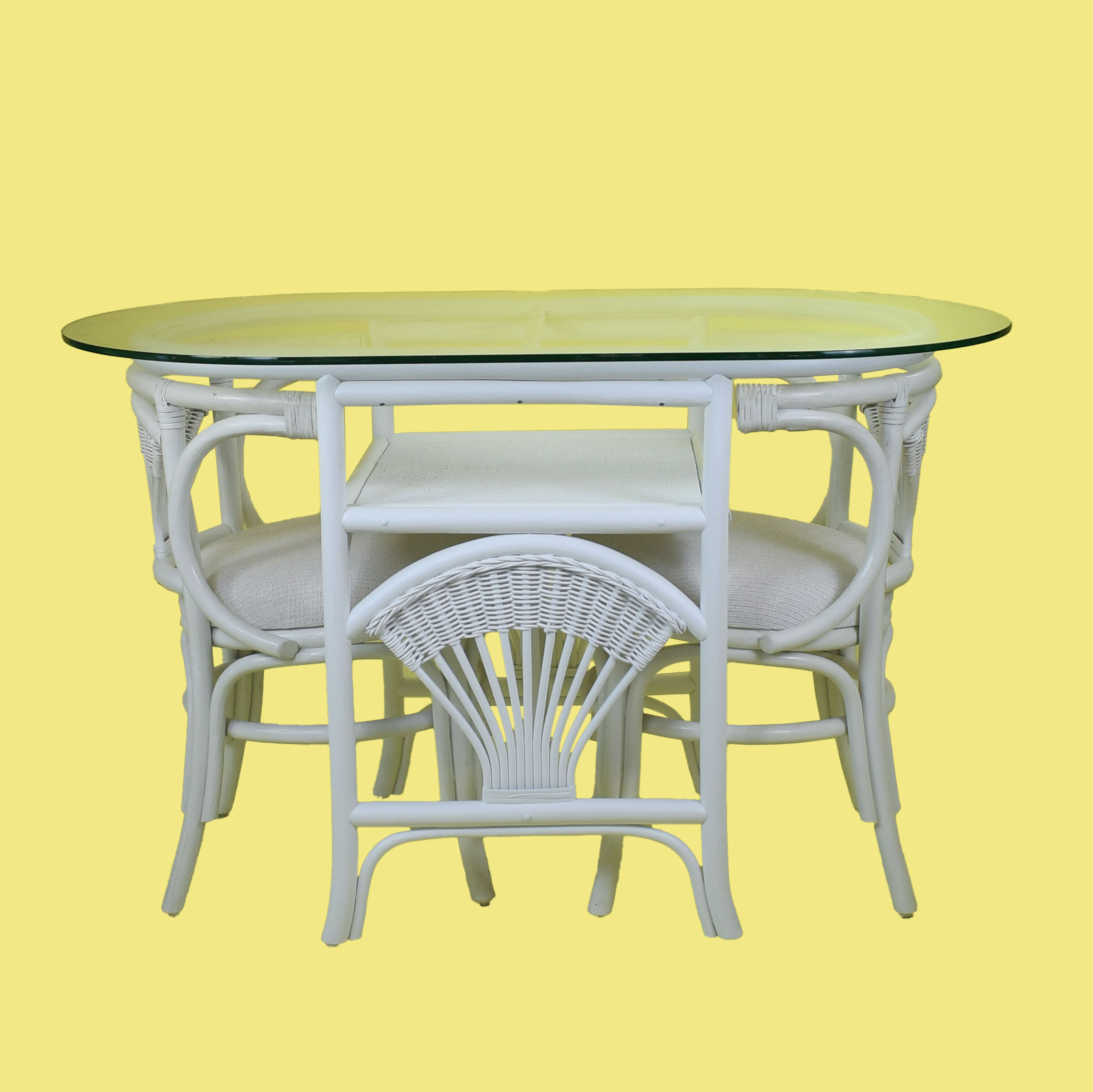 White Rattan Bistro Set