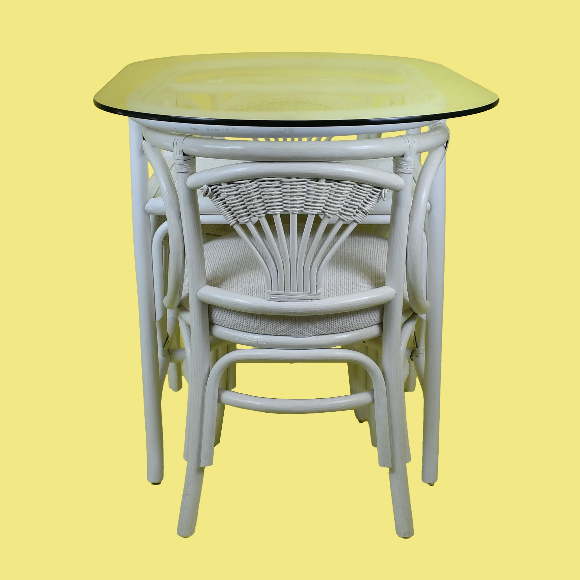 White Rattan Bistro Set