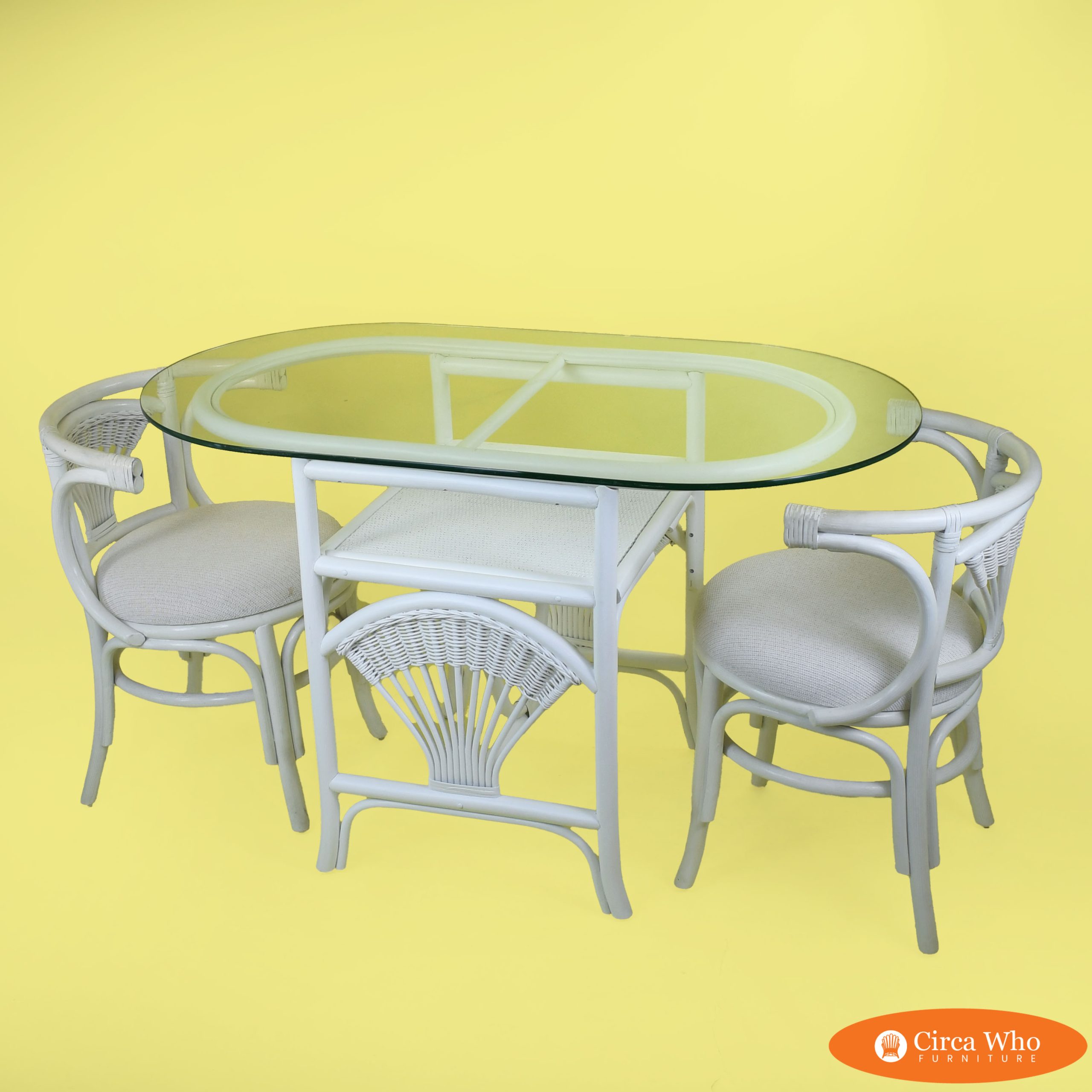 White Rattan Bistro Set