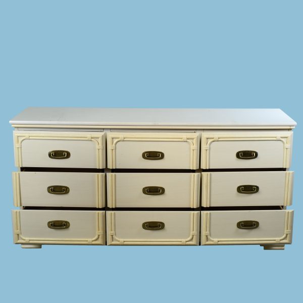 White Rattan Dresser