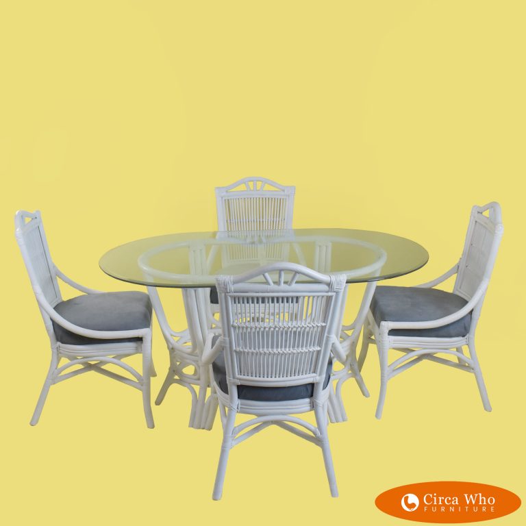 Set of 6 Rattan Dining Chairs Circa Who