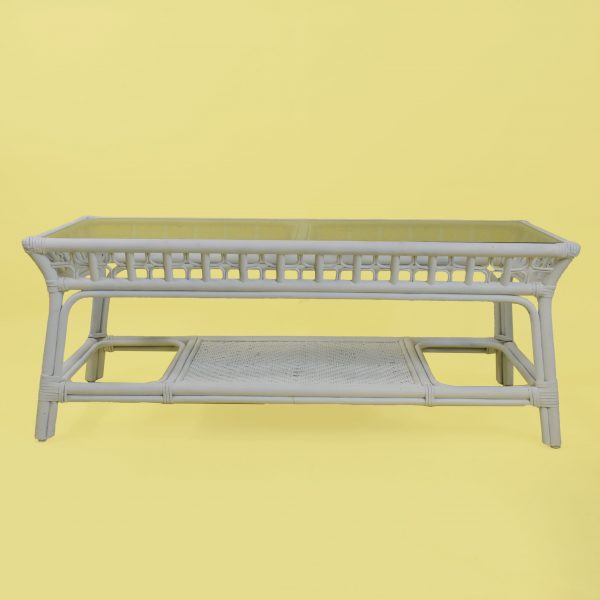 White Rattan Rectangular Coffee Table