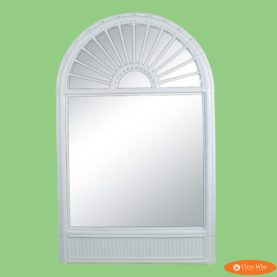 White Rattan Semidome Mirror