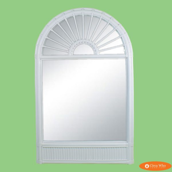 White Rattan Semidome Mirror